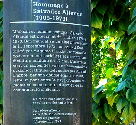 Monument Salvador Allende. Montreal, Canada. Allende en el mundo
