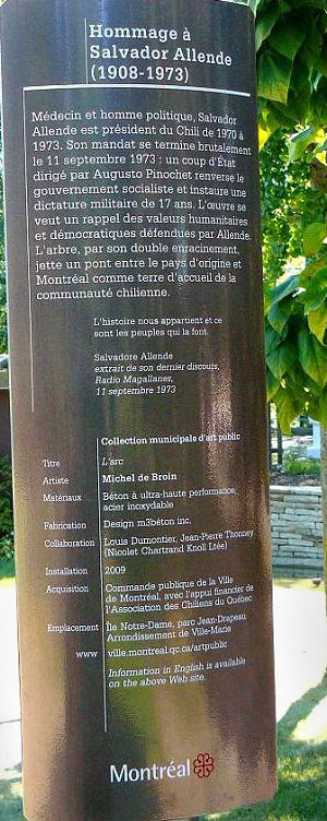 Monumento Salvador Allende. Montreal, Canada. Allende en el mundo