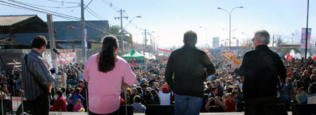 Inauguración del monumento en homenaje al presidente Salvador Allende en la comuna de San Joaquín, Chile